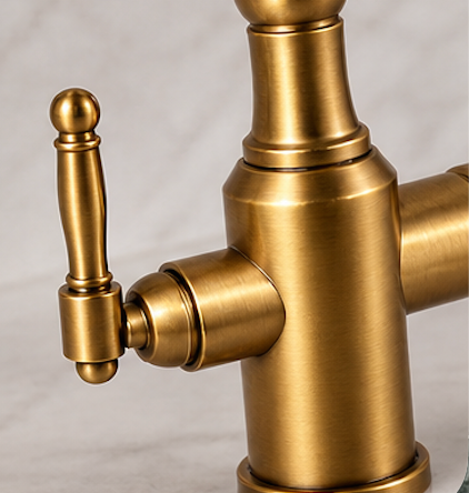 Robinet de Cuisine 3 Voies Ancien Vintage en Laiton – Col Rotatif 360°