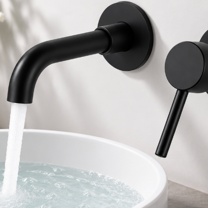 Robinet Mural de Lavabo Salle de Bain – Mitigeur Eau Chaude et Froide à Cartouche Céramique