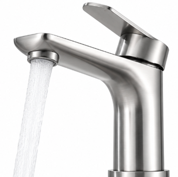 Mitigeur de Lavabo en Acier Inoxydable 304 – Eau Chaude et Froide, Poignée Unique, Finition Gris Brossé
