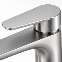 Mitigeur de Lavabo en Acier Inoxydable 304 – Eau Chaude et Froide, Poignée Unique, Finition Gris Brossé