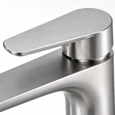 Mitigeur de Lavabo en Acier Inoxydable 304 – Eau Chaude et Froide, Poignée Unique, Finition Gris Brossé