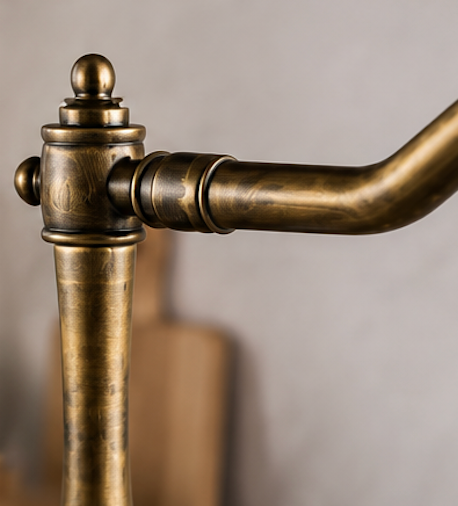 Robinet Ancien Vintage de Cuisine en Laiton Bronze – Col de Cygne Rotation 360°